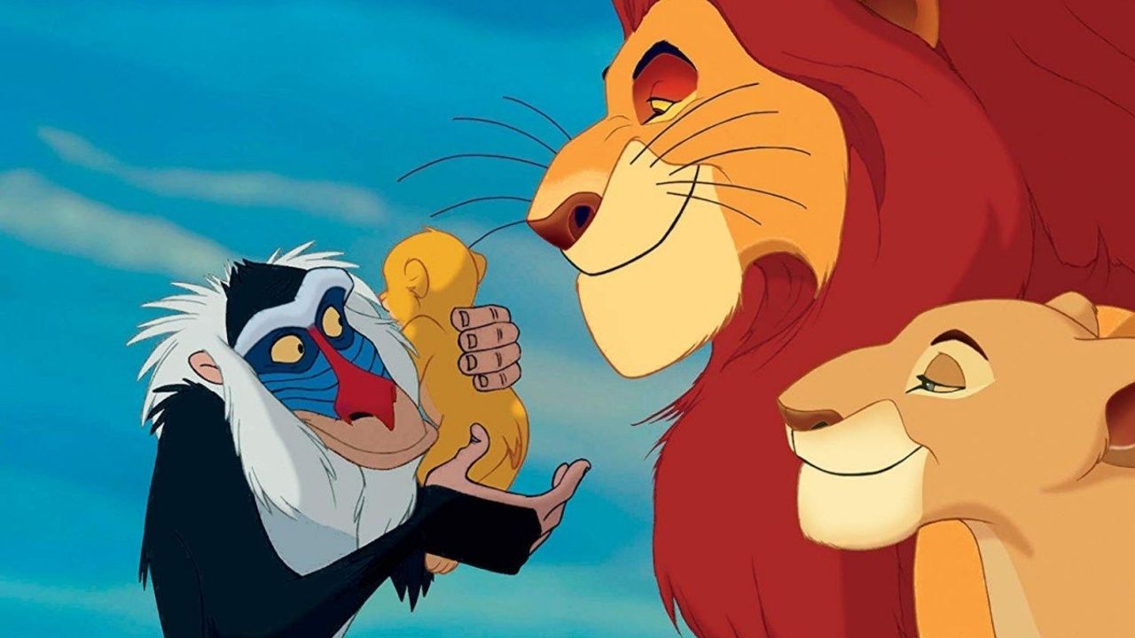 The lions and the monkey in The Lion King