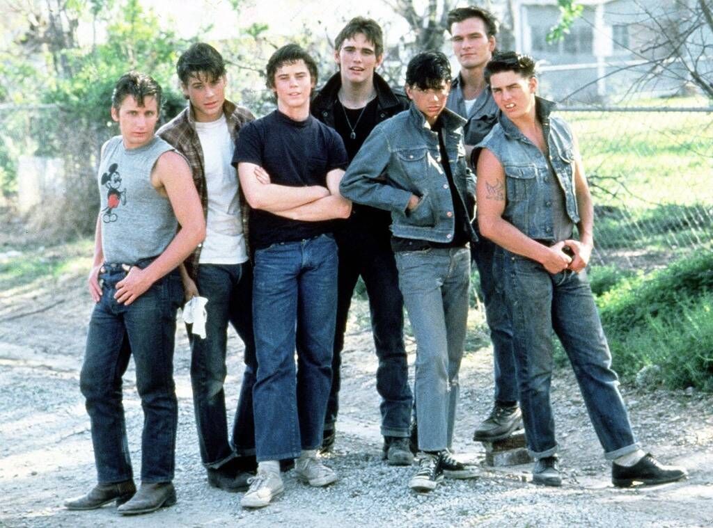 Seven kids in jeans and jean jackets