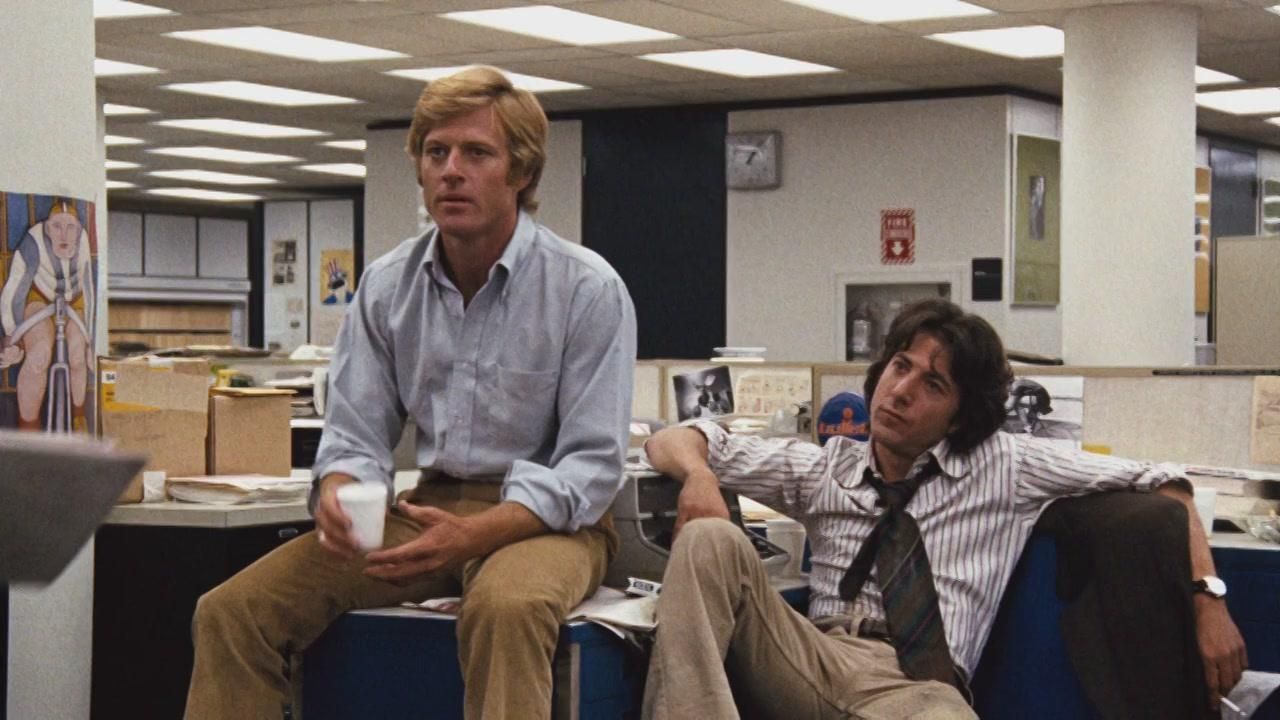Robert Redford and Dustin Hoffman in All the Presidents Men. 