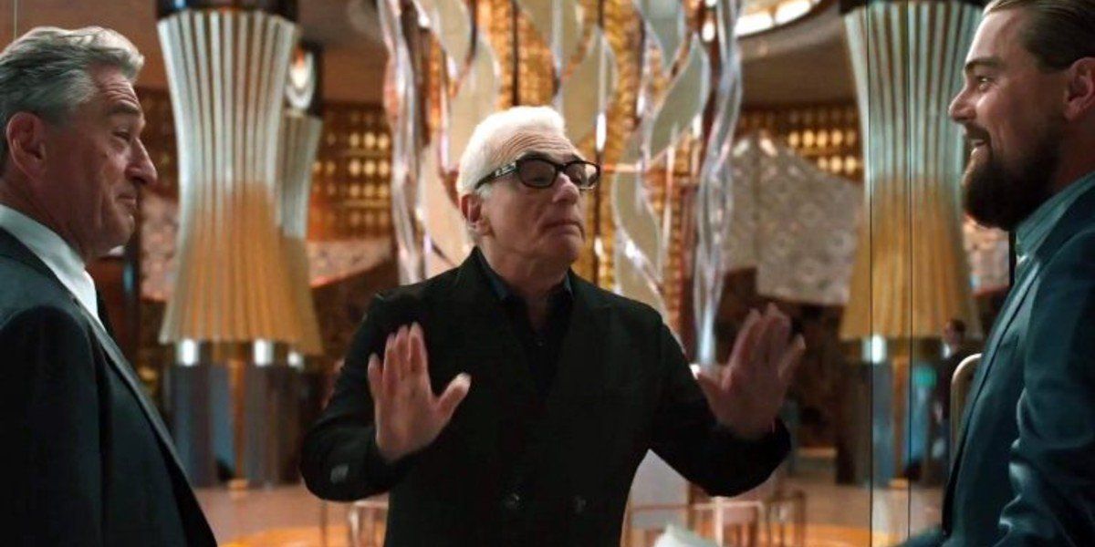 Scorsese directing Leonardo DiCaprio and Robert De Niro in the fake short The Audition