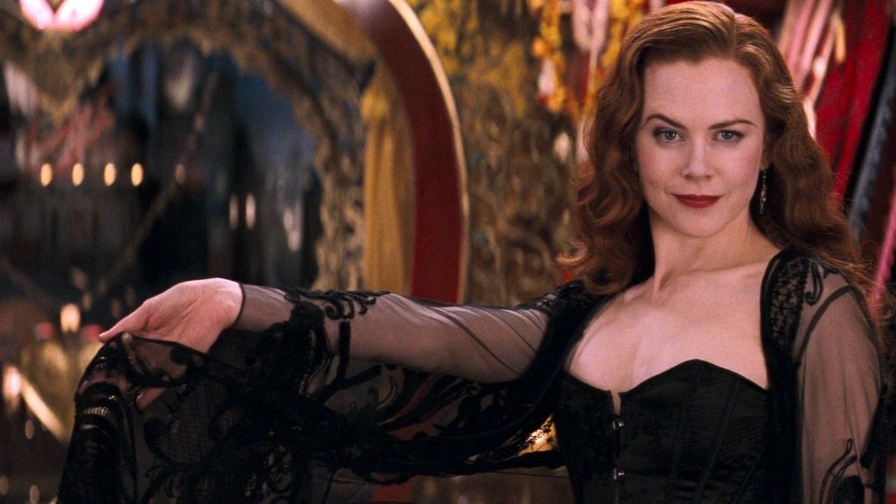 Nicole Kidman in a black nightgown in Moulin Rouge!