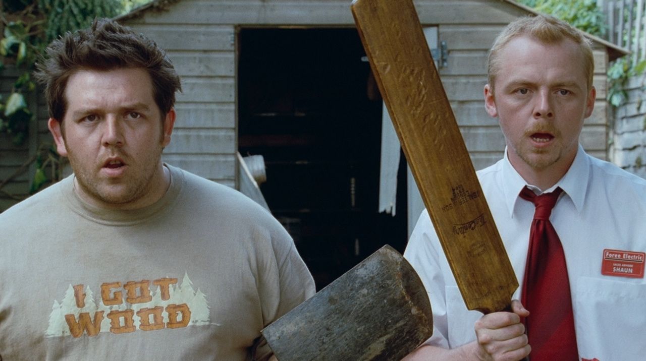 Nick Frost and Simon Pegg are ready to fight zombies in Shaun of the Dead