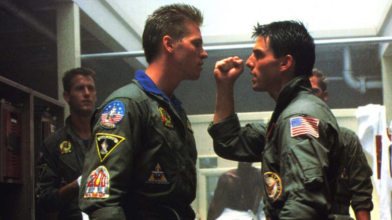 Tom Cruise butts heads with Val Kilmer in Top Gun