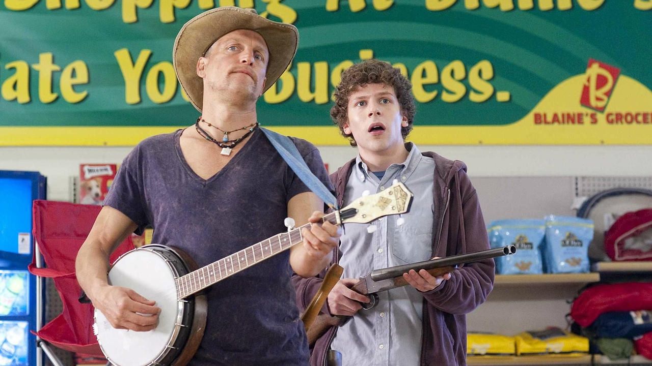 Woody Harrelson and Jesse Eisenberg draw out some zombies in Zombieland