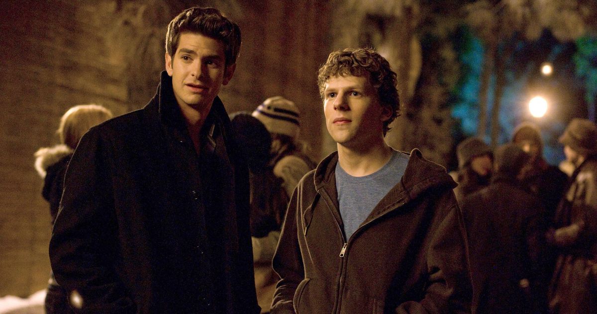 Jessie Eisenberg and Andrew Garfield in The Social Network