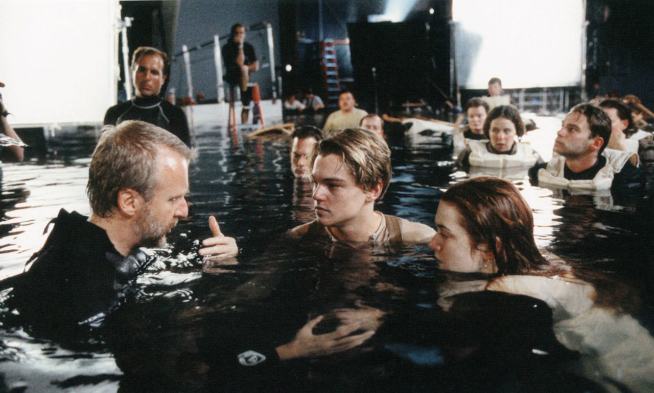 Leonardo DiCaprio and Kate Winslet with James Cameron