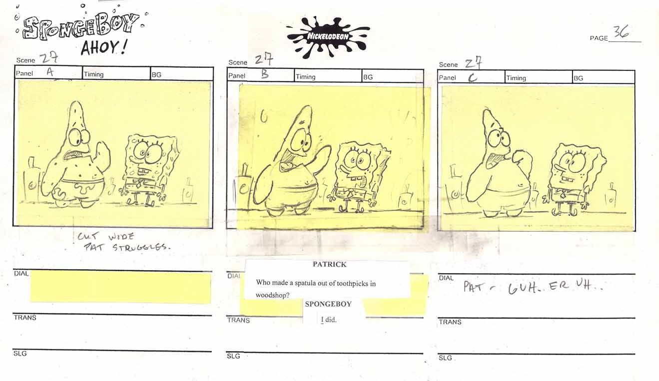 Early Spongeboy Ahoy storyboards