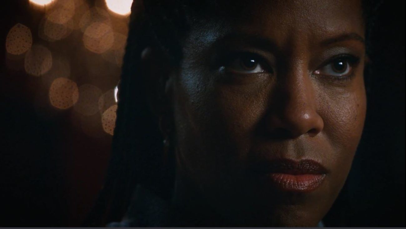Regina King, in a close-up of her face