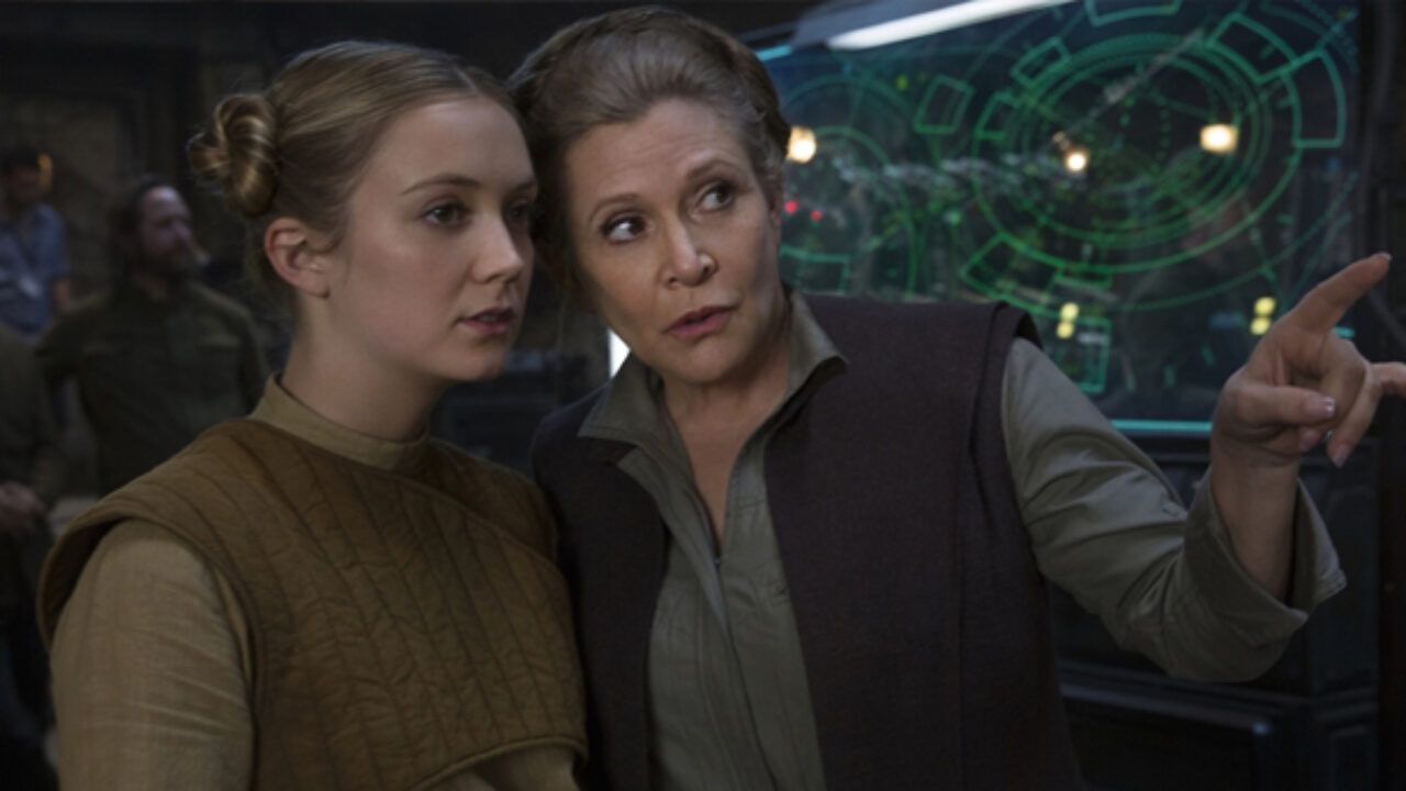 Billie Lourd and Carrie Fisher on the set of Star Wars: Force Awakens