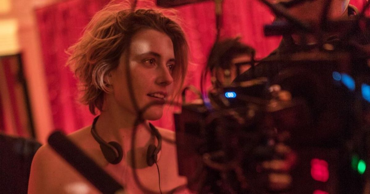 Greta Gerwig on set of Ladybird