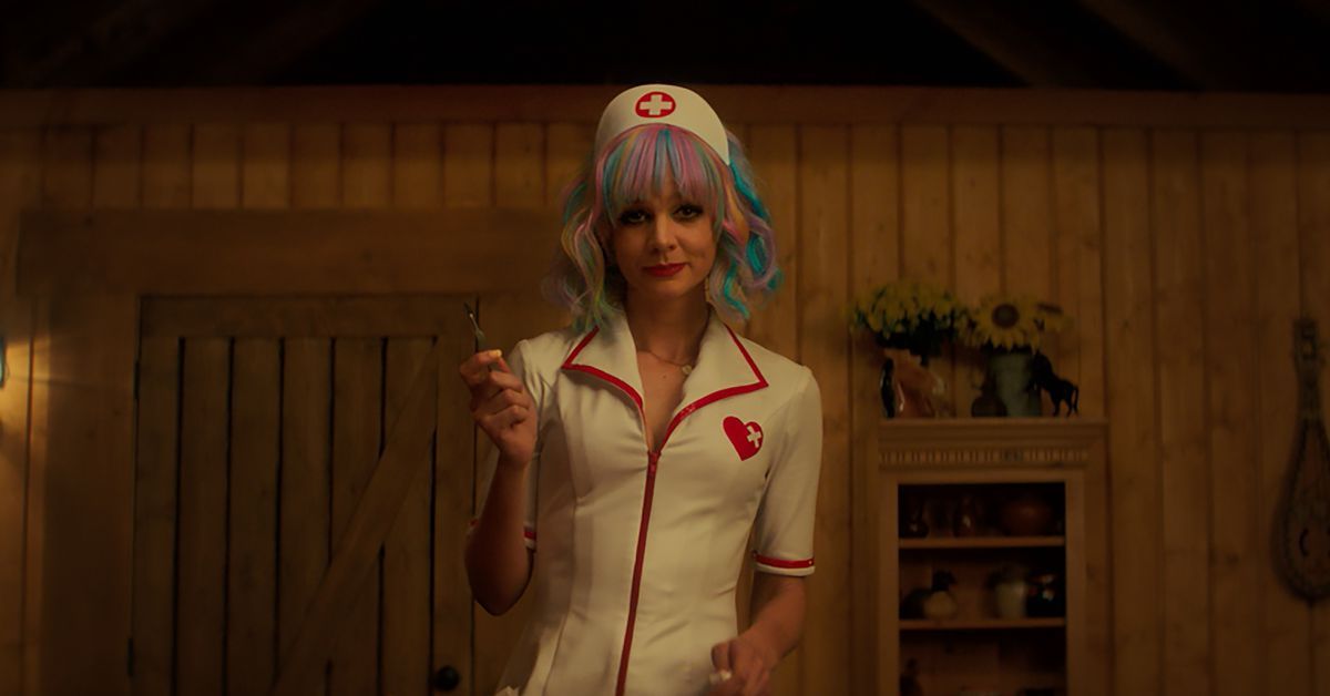 Carey Mulligan as a nurse with dyed hair in Promising Young Woman