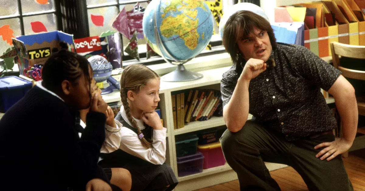 Jack Black teaches kids how to rest their heads on their hands in School of Rock 