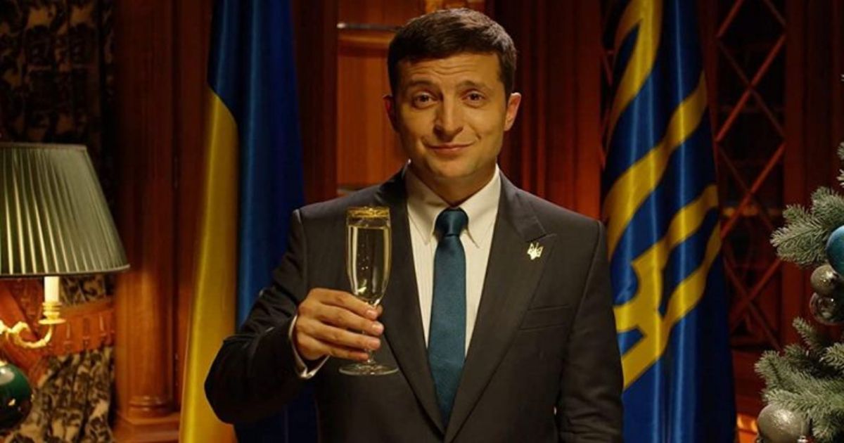 Zelenskyy cheers a glass in Servant of the People 