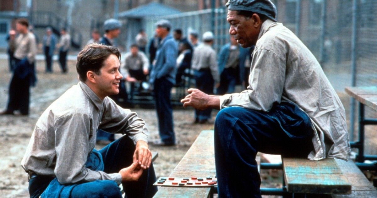 Ellis Boyd "Red" Redding (Morgan Freeman) befriends fellow prisoner, Andy Dufresne (Tim Robbins)