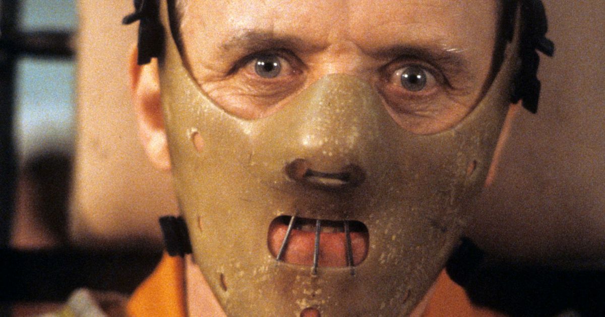 Hopkins in a creepy muzzle mask in Silence of the Lambs