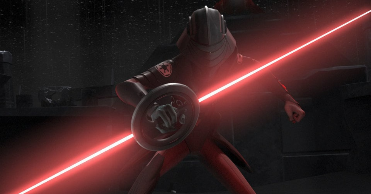 The Eighth Brother shows off his double bladed inquisitor lightsaber 