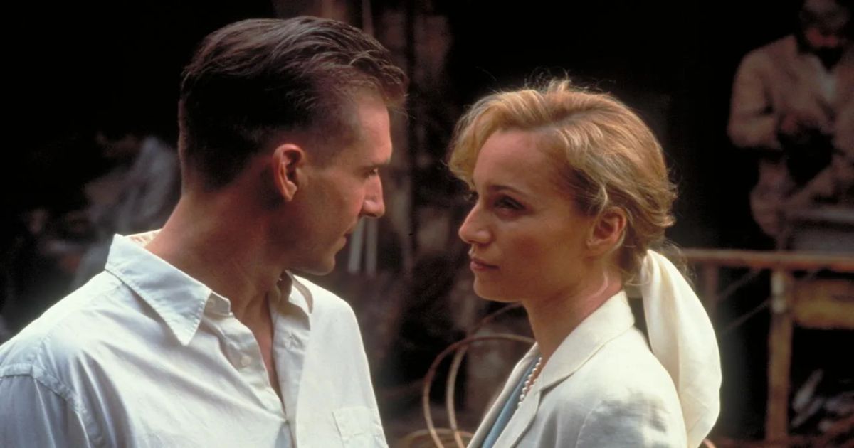 Fiennes and Scott-Thomas lock eyes in The English Patient