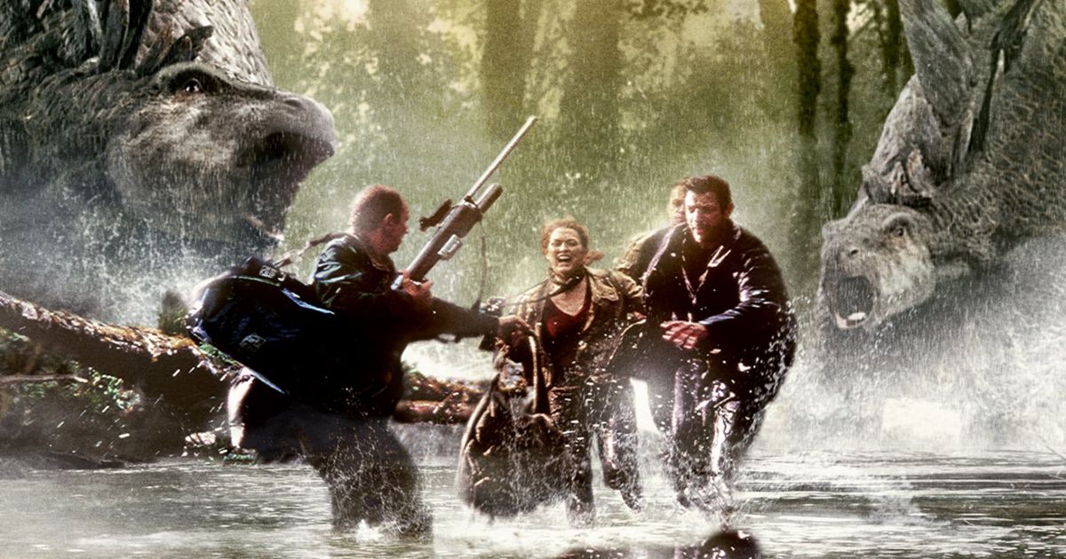 The cast runs from dinosaurs in the water