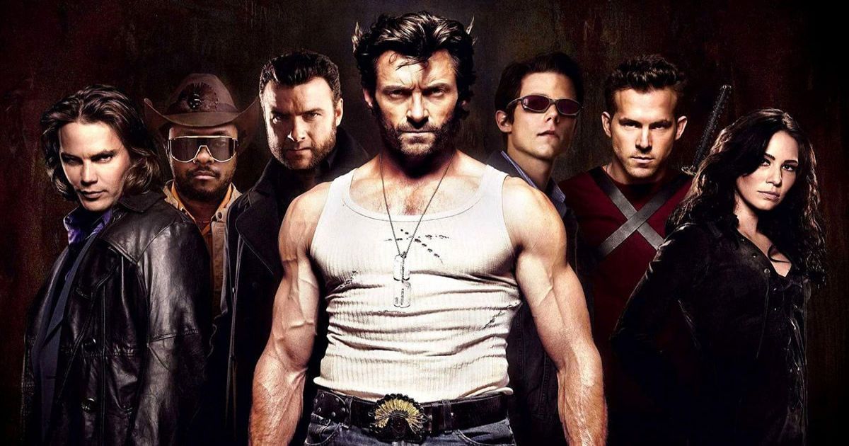 Logan stands in the middle of the cast with a white wifebeater in X-Men Origins Wolverine