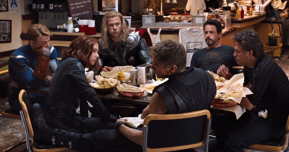 The Avengers eat shawarma