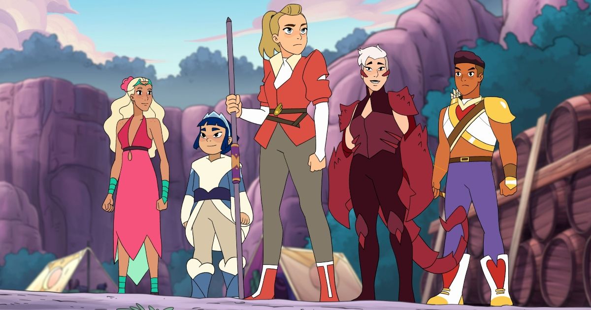 Adora and her friends in She-Ra and the Princesses of Power