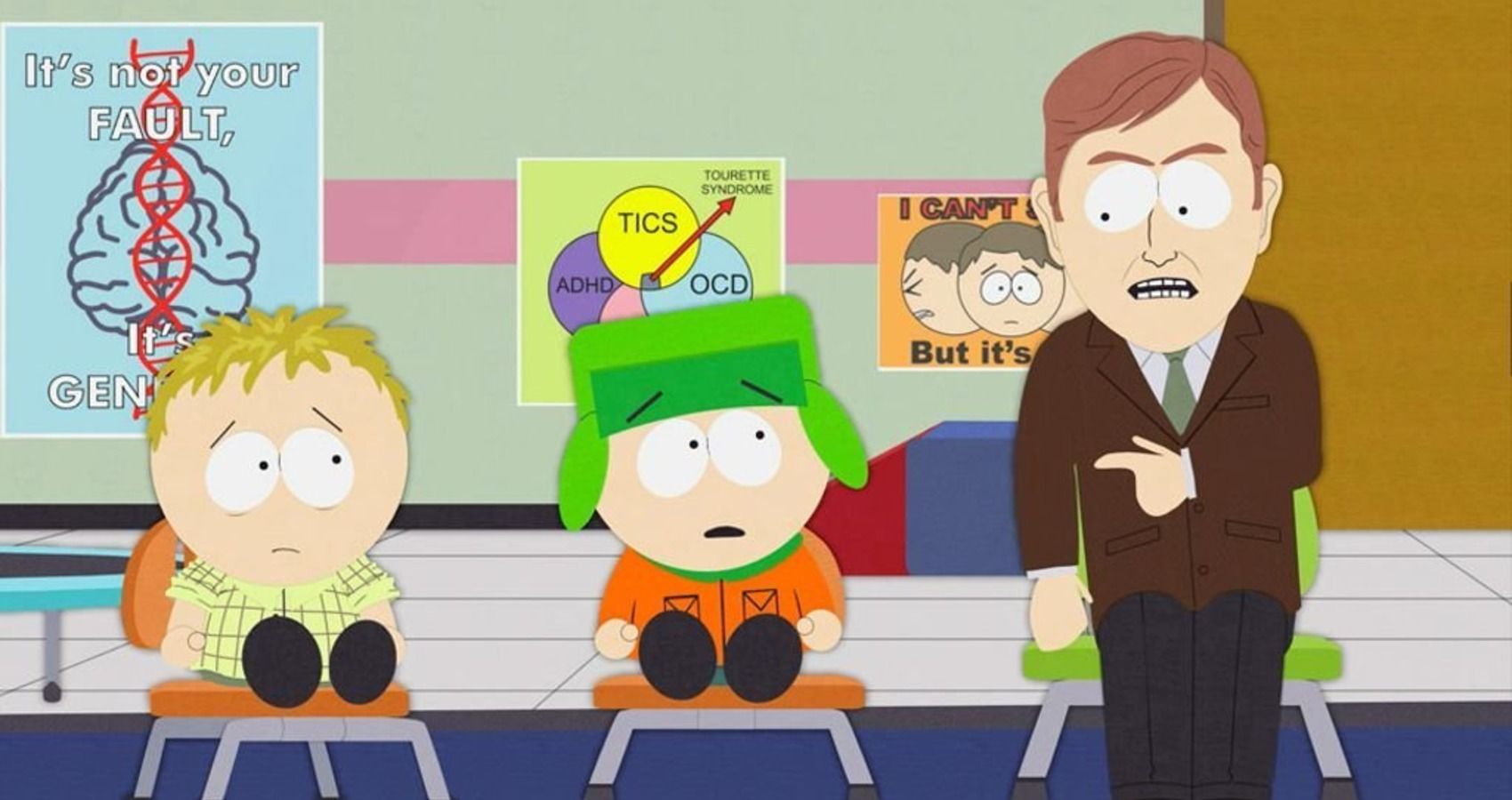 south park stan and thomas sitting in chairs 