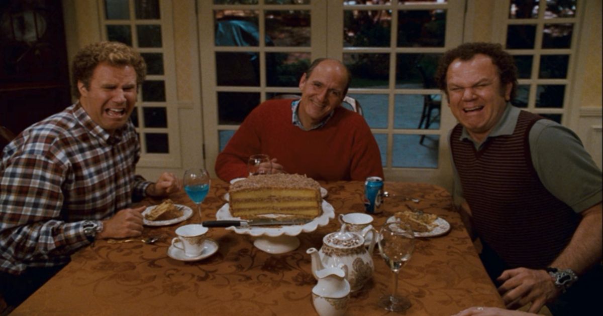 The Step Brothers at the dinner table with dad