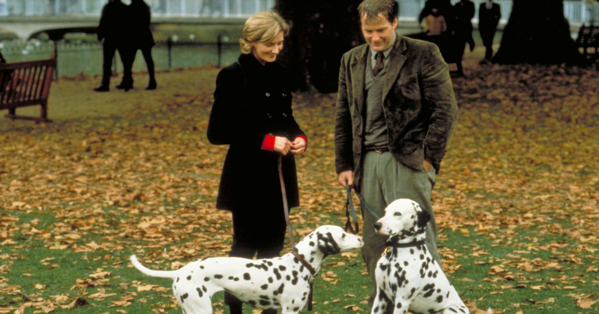 Dogs and owners in a park in 101 Dalmations