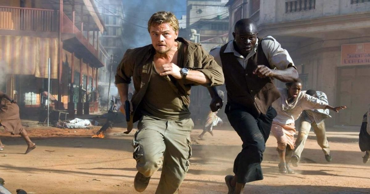 DiCaprio runs from bombs in the city in Blood Diamond