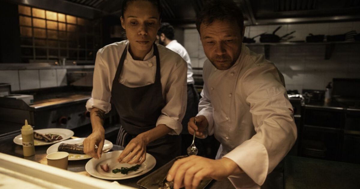 Stephen Graham as a chef in a kitchen in Boiling Point