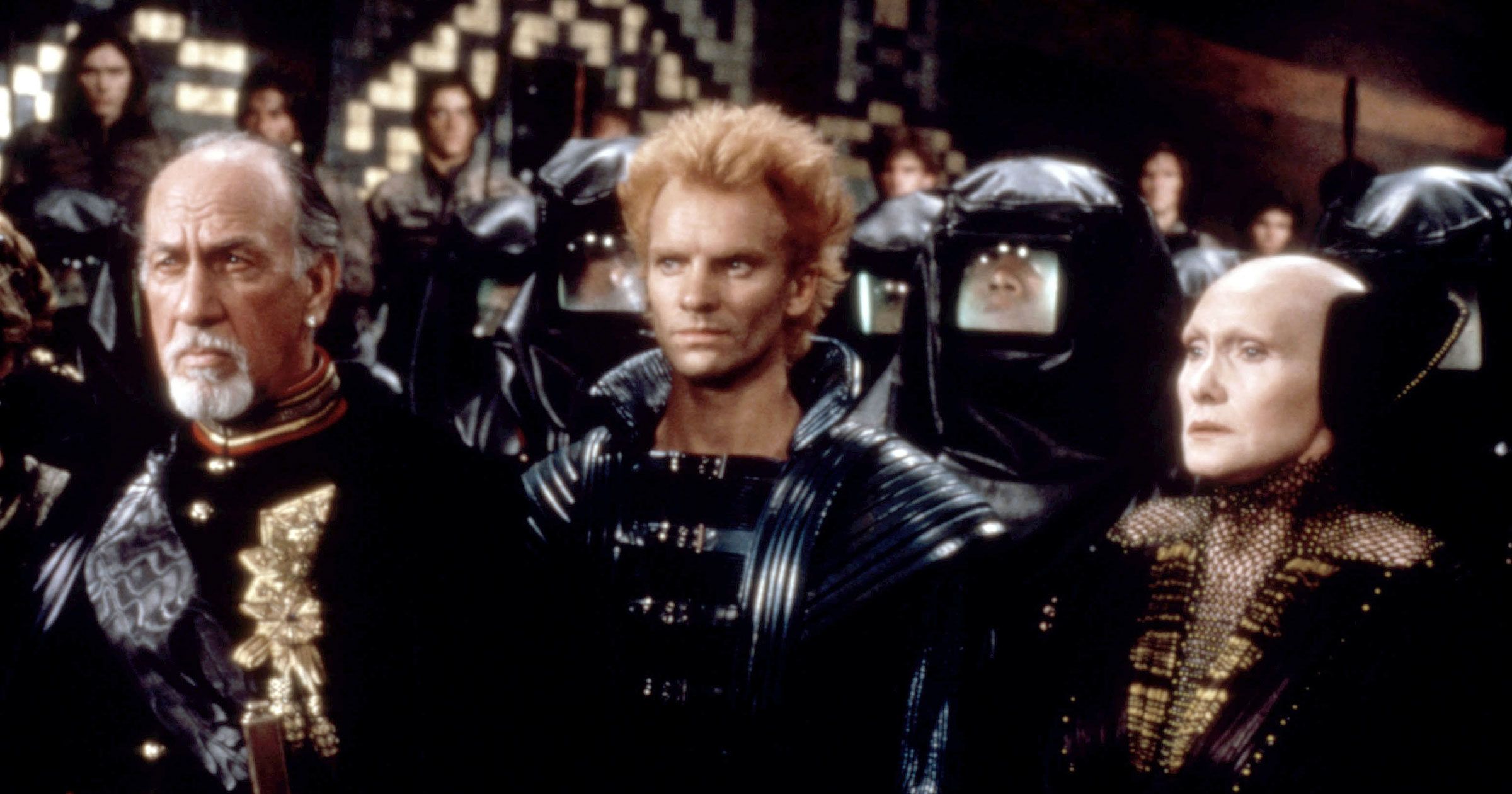 The cast of Dune with Sting in the middle