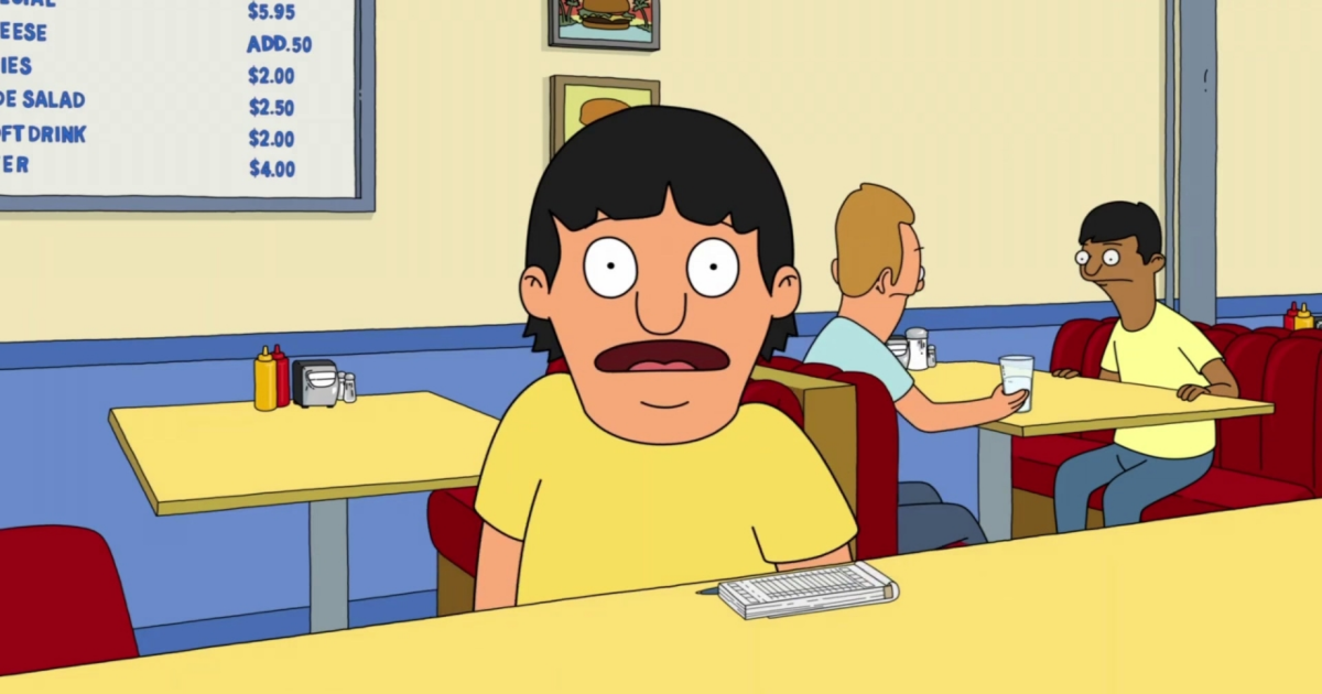 Gene at the burger counter in Bob's Burgers