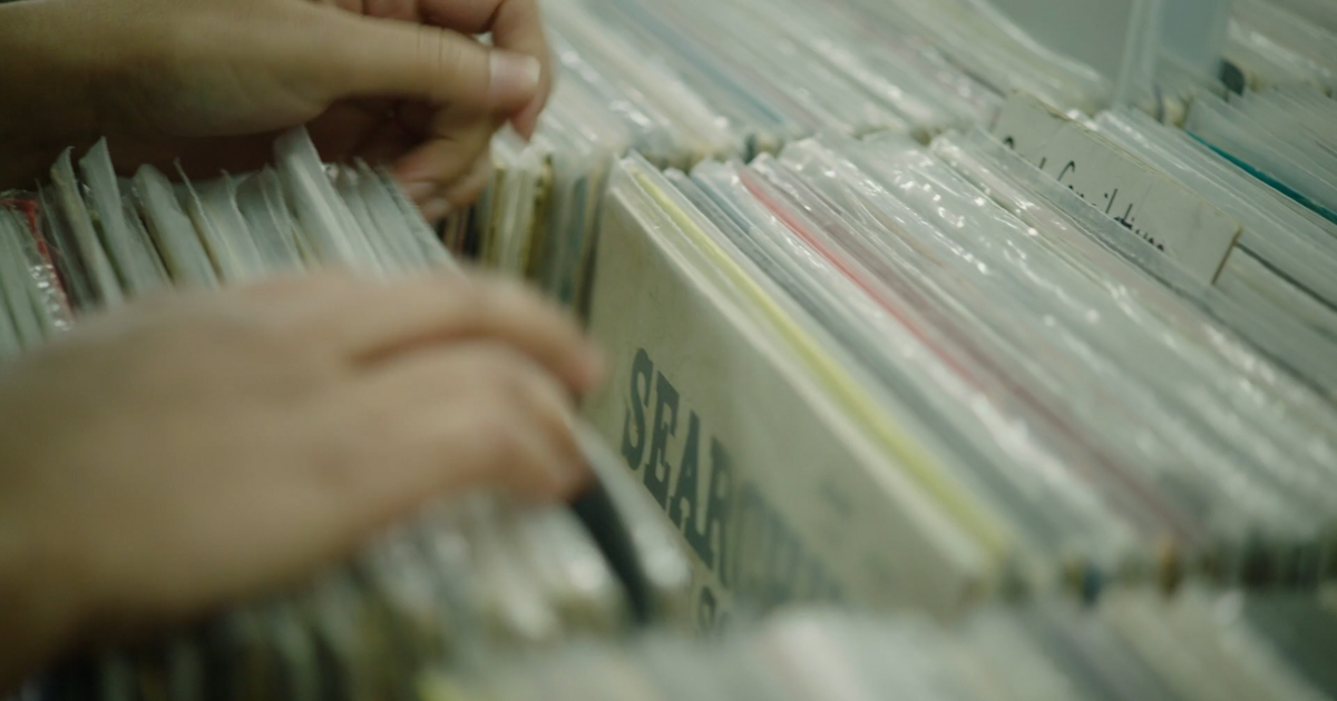 Hands flip through hundreds of records in Vinyl Nation