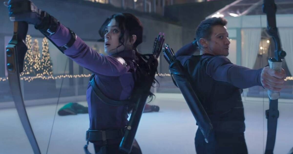 Hawkeye Hailee Steinfeld as Kate Bishop and Jeremy Renner as Clint Barton