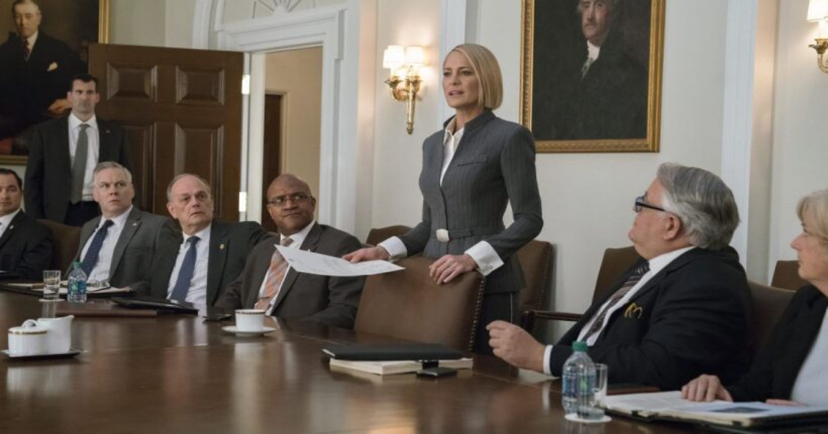 Politicians in a boardroom in House of Cards