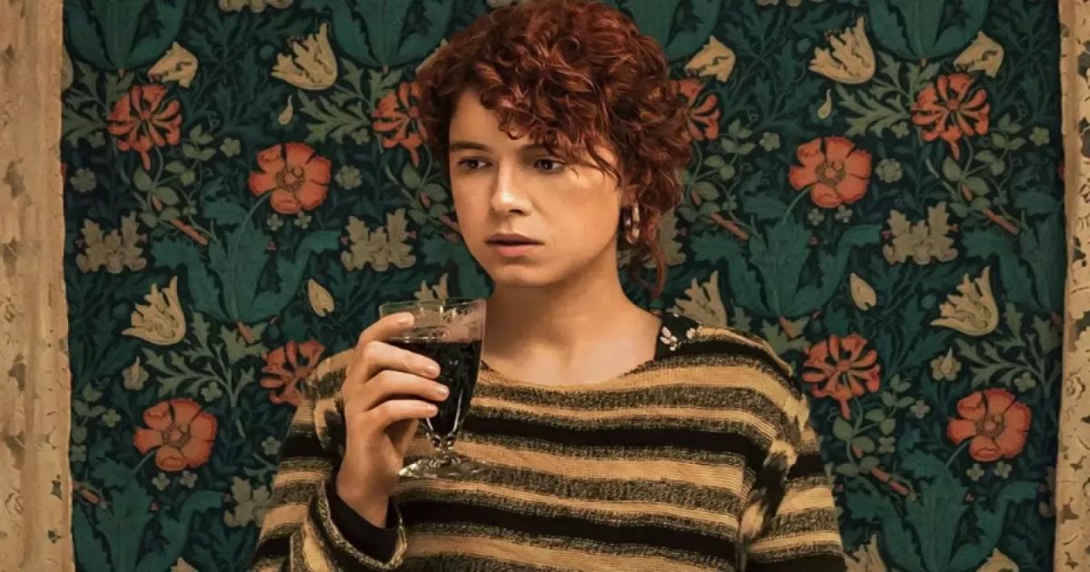 Jessie Buckley drinks wine in I'm Thinking of Ending Things 