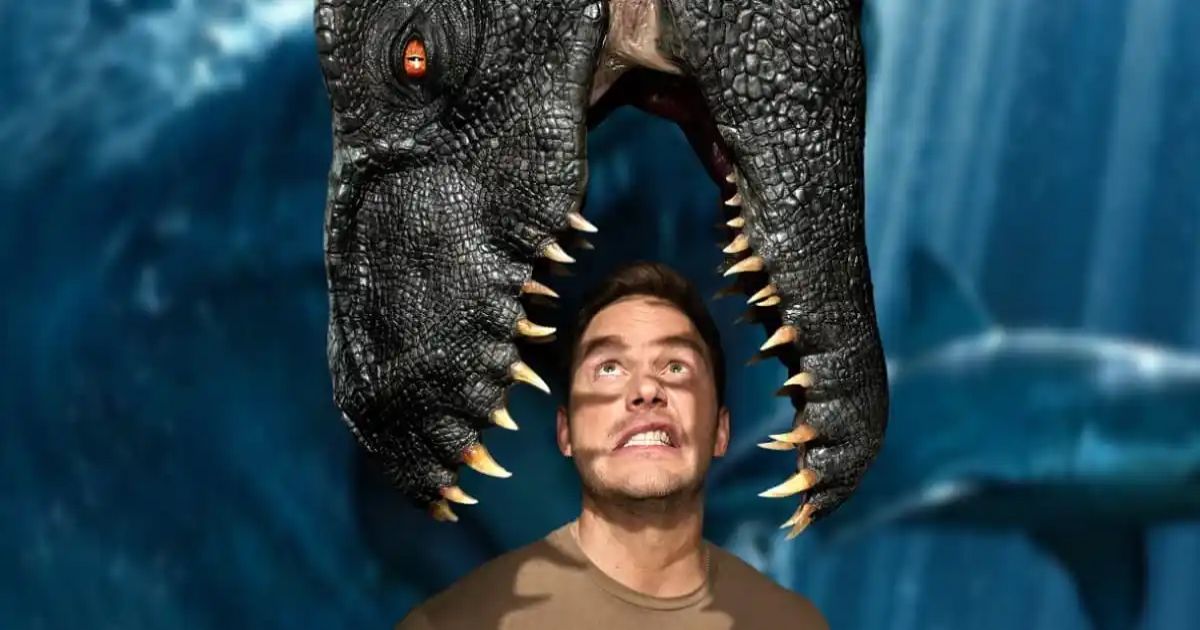 Chris Pratt getting eaten by a dinosaur