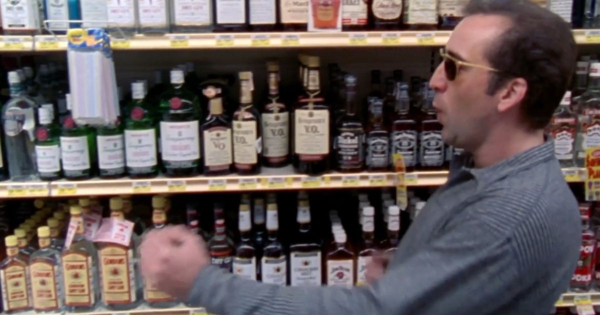 Nicolas Cage in the liquor aisle in Leaving Las Vegas 