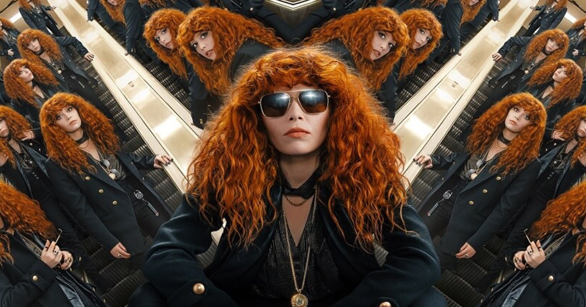 Nadia in her black outfit in a kaleidoscopic hall of mirrors in Russian Doll