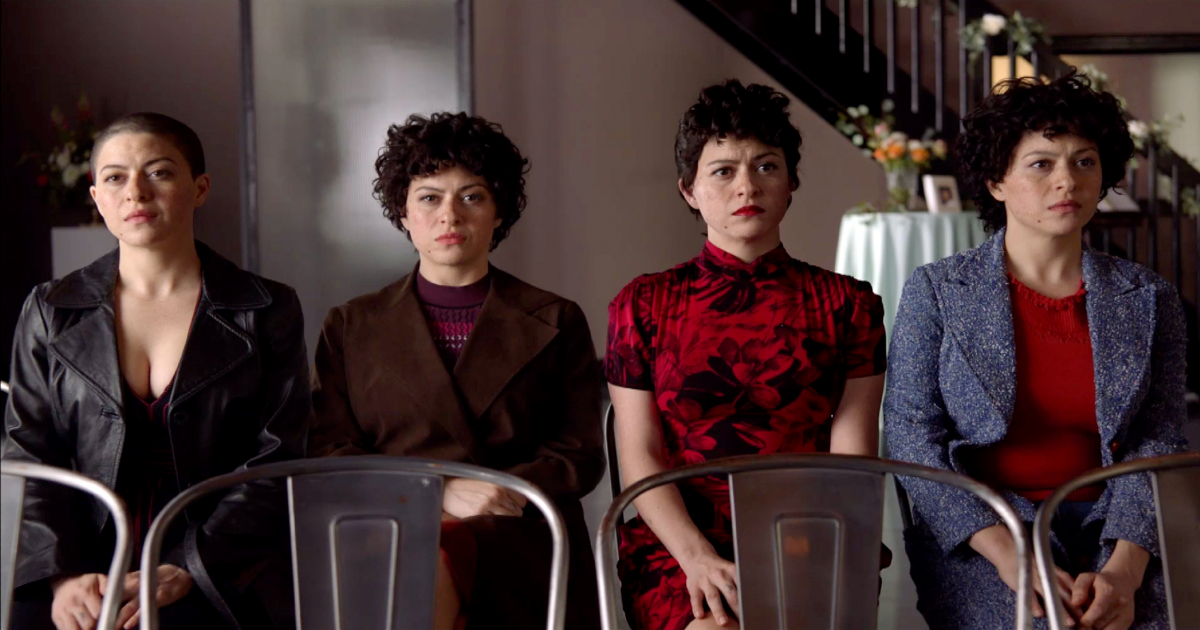 Four different versions of Alia Shawkat sit in Search Party