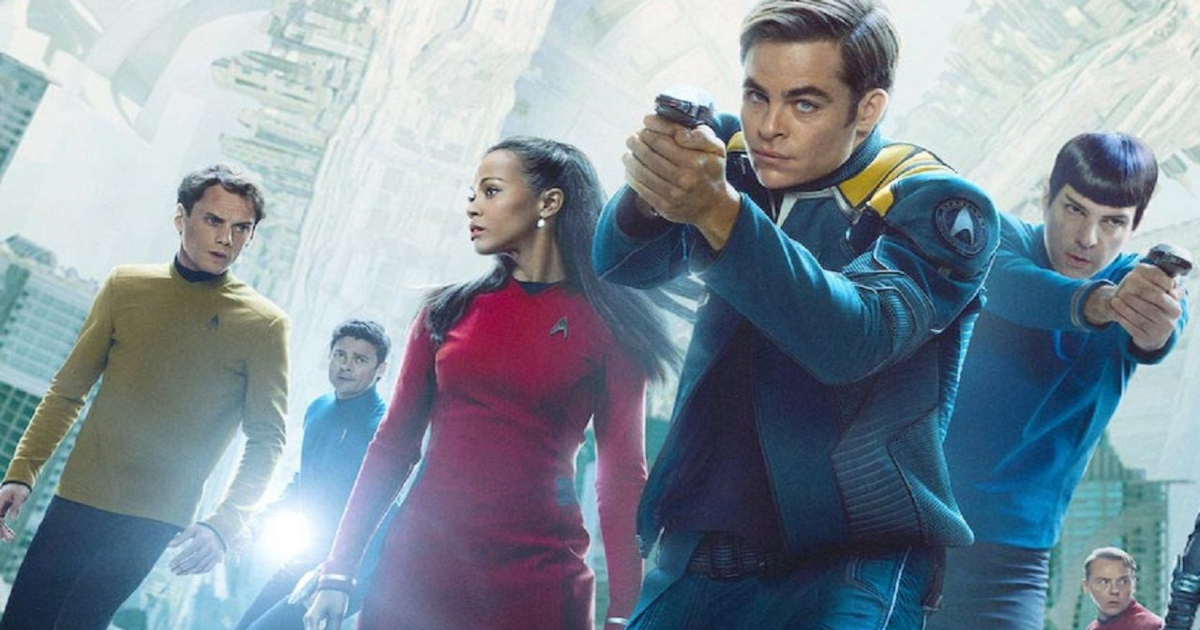 Star Trek characters pointing guns