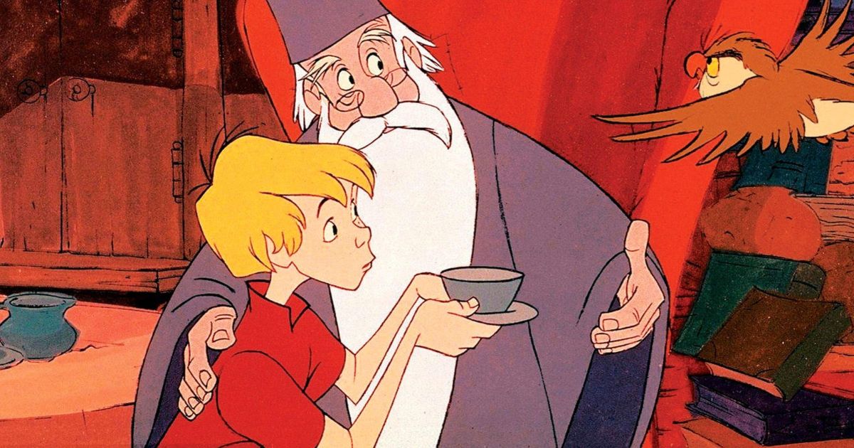 Merlin teaches a boy in Sword in the Stone