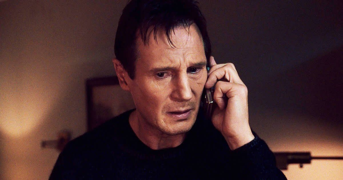 Liam Neeson on the phone in Taken