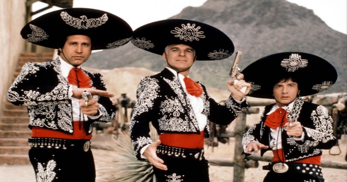 Chevy Chase, Steve Martin, and Martin Short in Three Amigos.