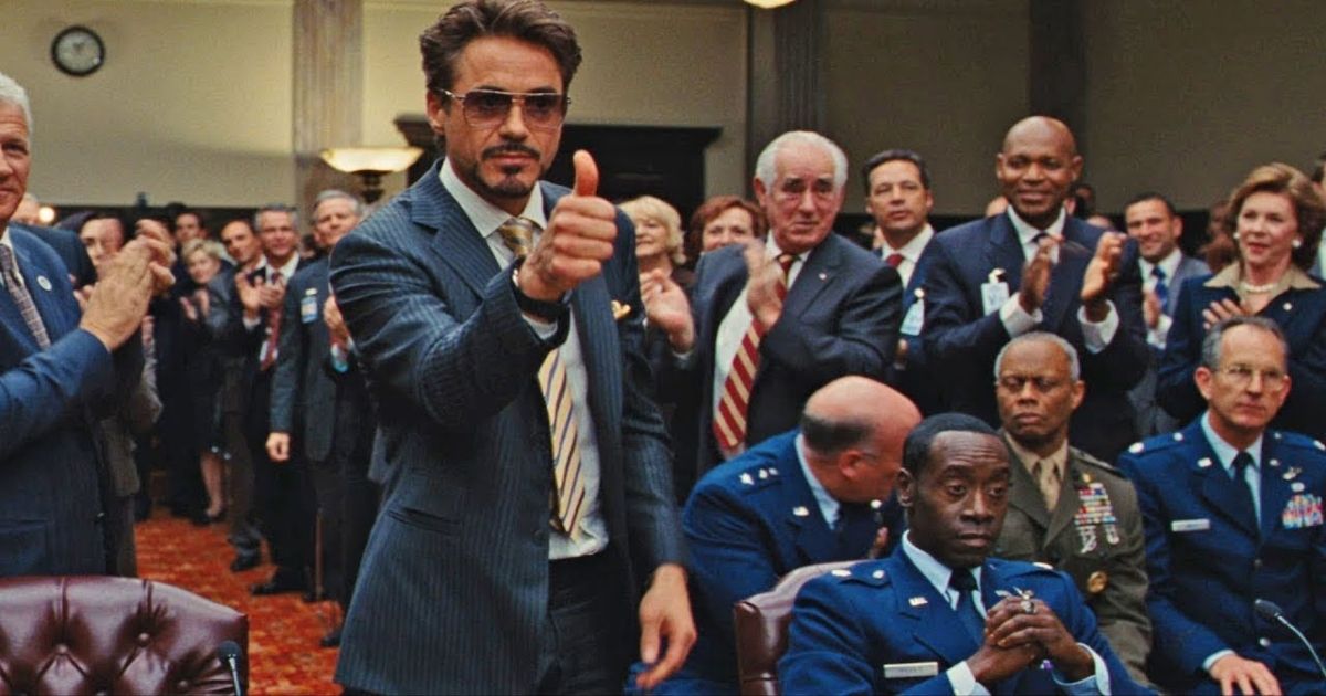 Robert Downey Jr at a trial in Iron Man for Stark Industries