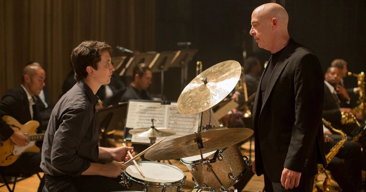 Miles Teller and JK Simmons in Whiplash