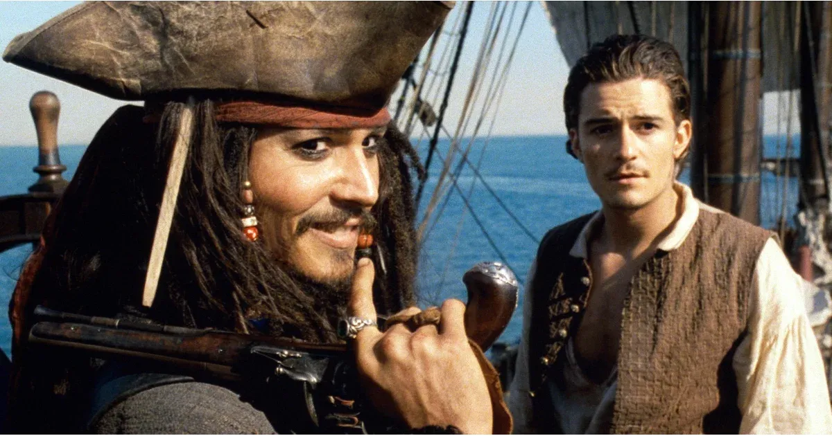 Johnny Depp and Orlando Bloom in Pirates of the Caribbean