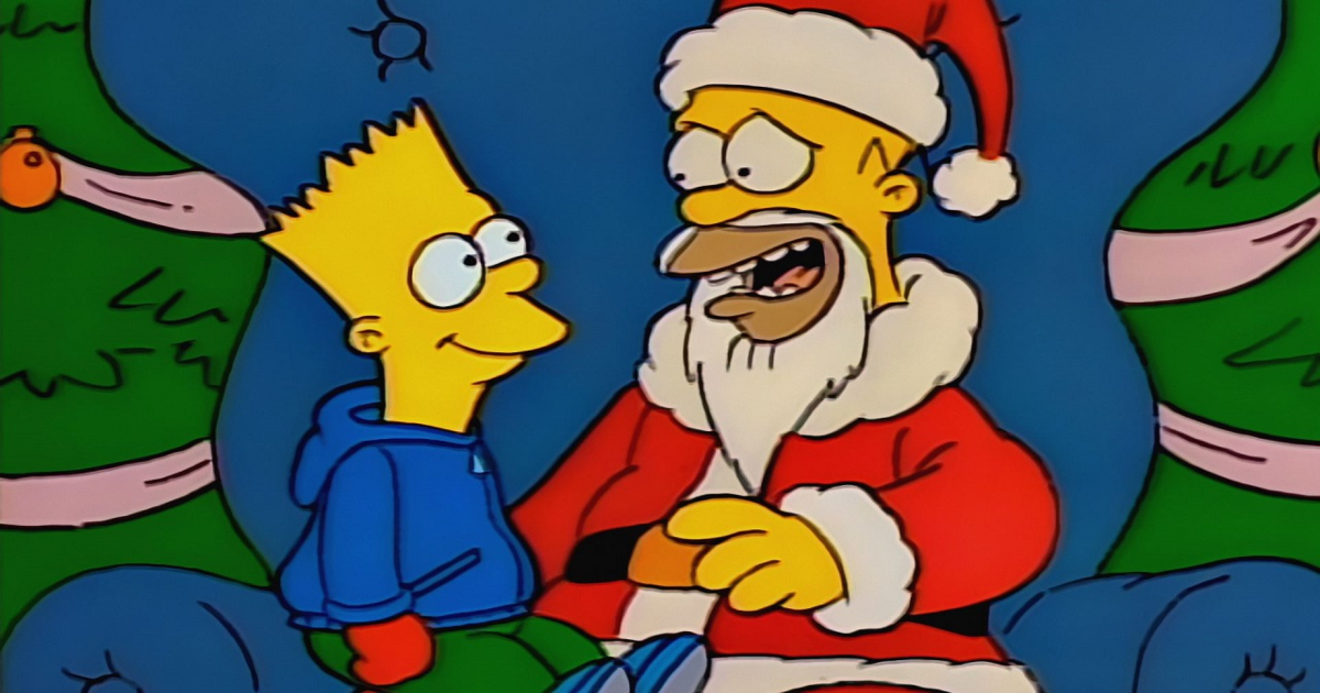 Bart and Homer as Santa in The Simpsons