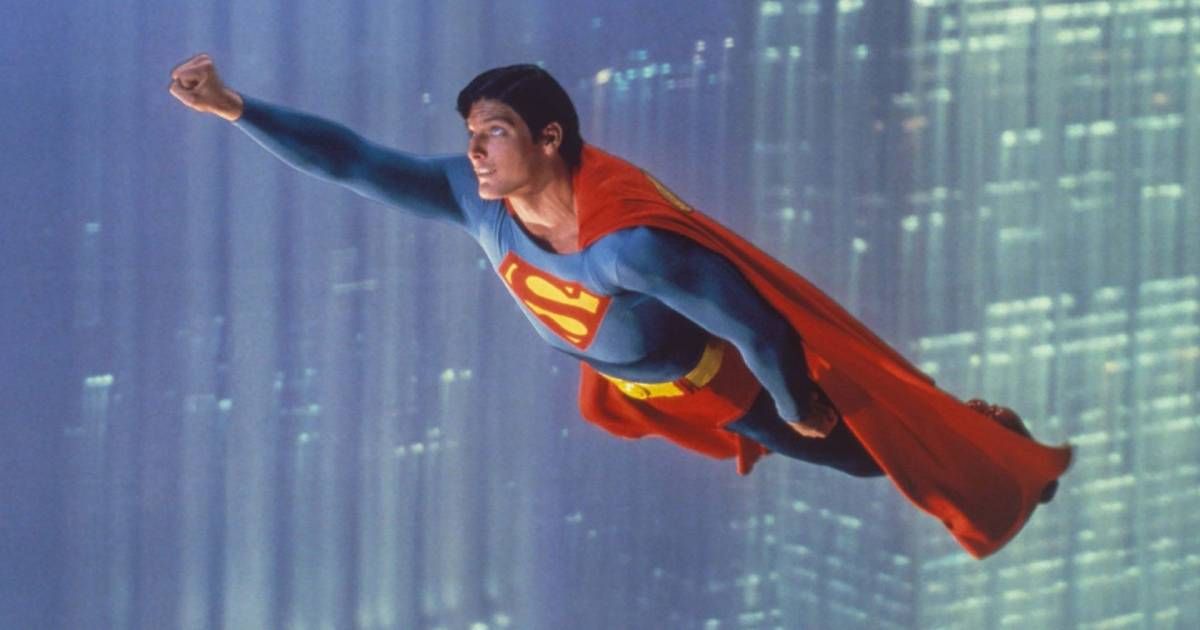 Christopher Reeve flies in Superman (1978)