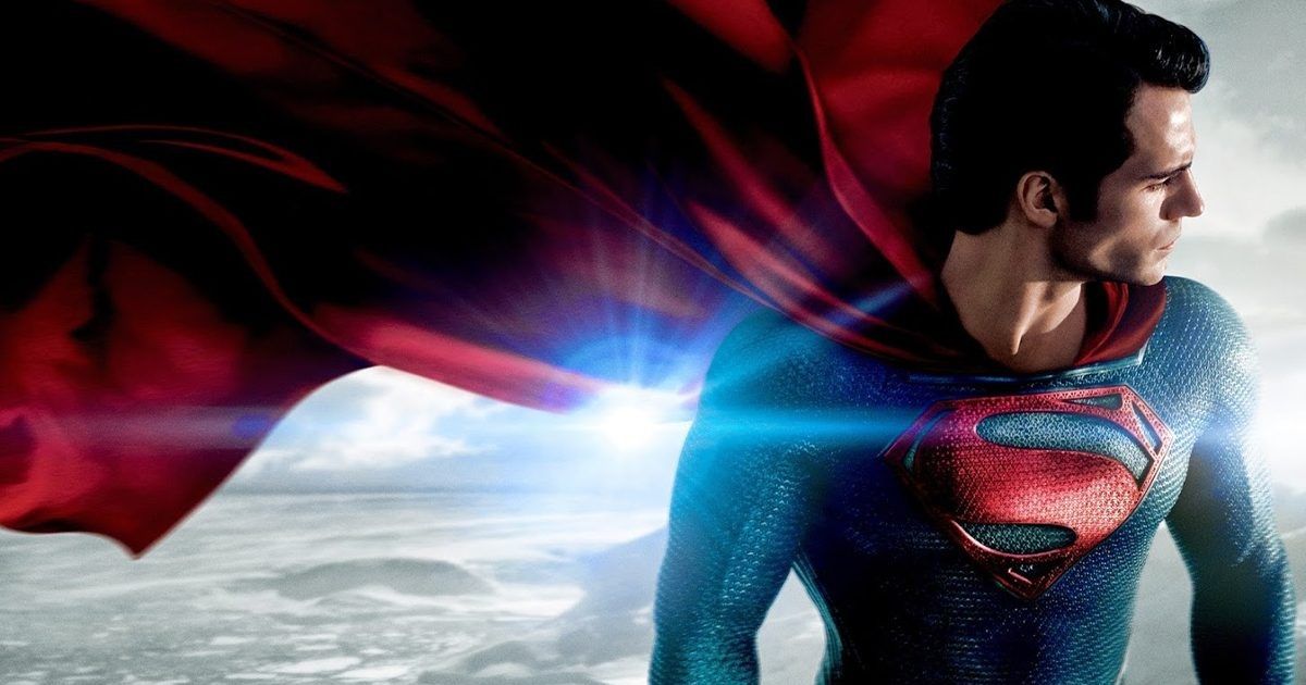 Henry Cavill as Superman in Man of Steel with his cape billowing